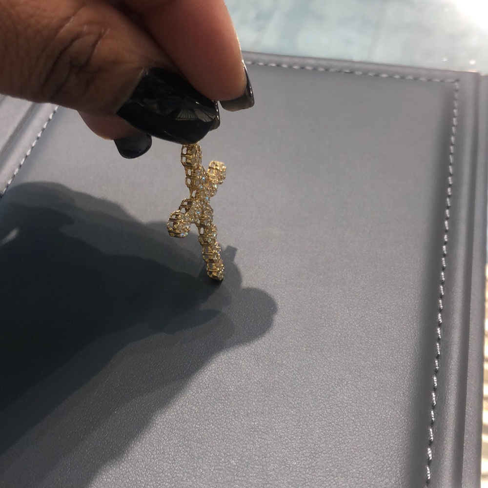 14k yellow gold diamond cross - Picture 6 of 8